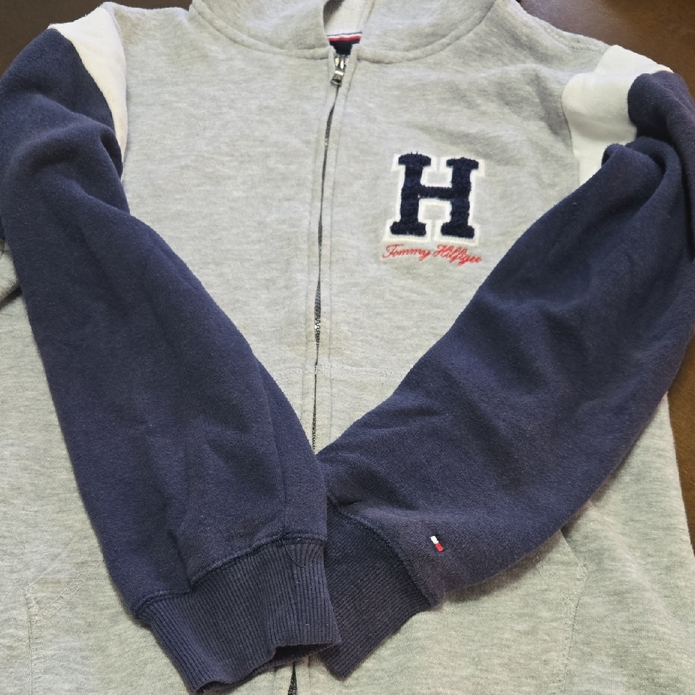 Tommy Hilfiger Grey, Navy & White Zip-Up Hoodie